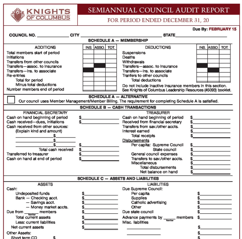 Semiannual Council Audit Due 7/15